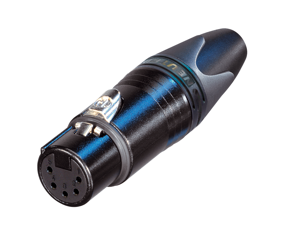 Neutrik NC5FXX-B 5 Pole Female Cable Connector, Black Metal Housing, Gold Contacts