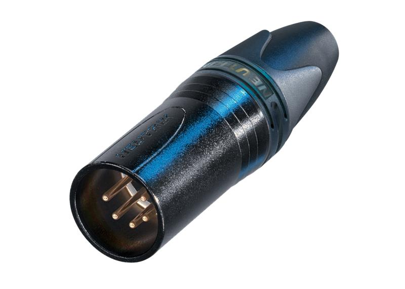 Neutrik NC5MXX-B 5 Pole Male Cable Connector, Black Metal Housing, Gold Contacts