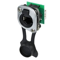 Neutrik NE8FDP-TOP RJ45 Feedthrough Receptacle, Combined With Sealing Kit SE8FD-TOP, D-Shape Metal Flange With Latch Lock, Mounting Screws Included