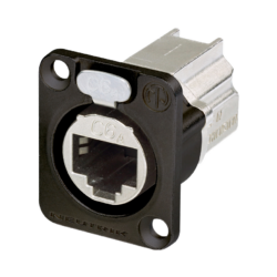 Neutrik NE8FDX-P6-B D-Shape CAT6A Panel Connector, Shielded, Feedthrough, Black Chromium Housing
