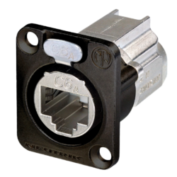 Neutrik NE8FDX-Y6-B D-Shape CAT6A Panel Connector, Shielded, IDC Termination, Black Housing