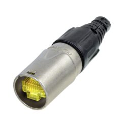 Neutrik NE8MX RJ45 Cable Connector Carrier For Pre-Assembled RJ45 Plugs, Nickel Shell, Bushing And Boot