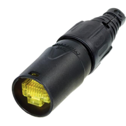 Neutrik NE8MX-B RJ45 Cable Connector Carrier For Pre-Assembled RJ45 Plugs, Black Chromium Shell, Bushing And Boot