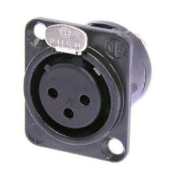 Neutrik NC3FD-L-BAG-1 3 Pole Female Receptacle, Solder Cups, Black Metal Housing, Silver Contacts
