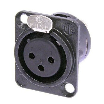 Neutrik NC3FD-L-BAG-1 3 Pole Female Receptacle, Solder Cups, Black Metal Housing, Silver Contacts