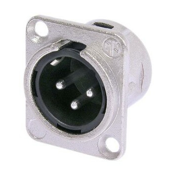 Neutrik NC3MD-L-1 3 Pole Male Receptacle, Solder Contacts, Nickel Housing, Silver Contacts