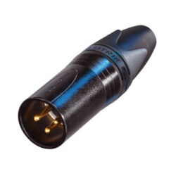Neutrik NC3MXX-B 3 Pole Male Cable Connector, Black Metal Housing, Gold Contacts