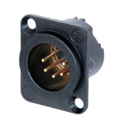 Neutrik NC5MD-LX-B 5 Pole Male Receptacle, Solder Cups, Black Metal Housing, Gold Contacts