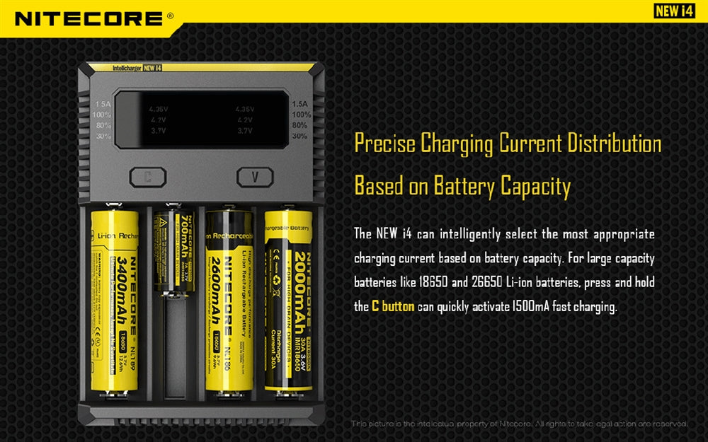 NiteCore I4 4 Channel Universal Charger, for 18650, 16340 etc