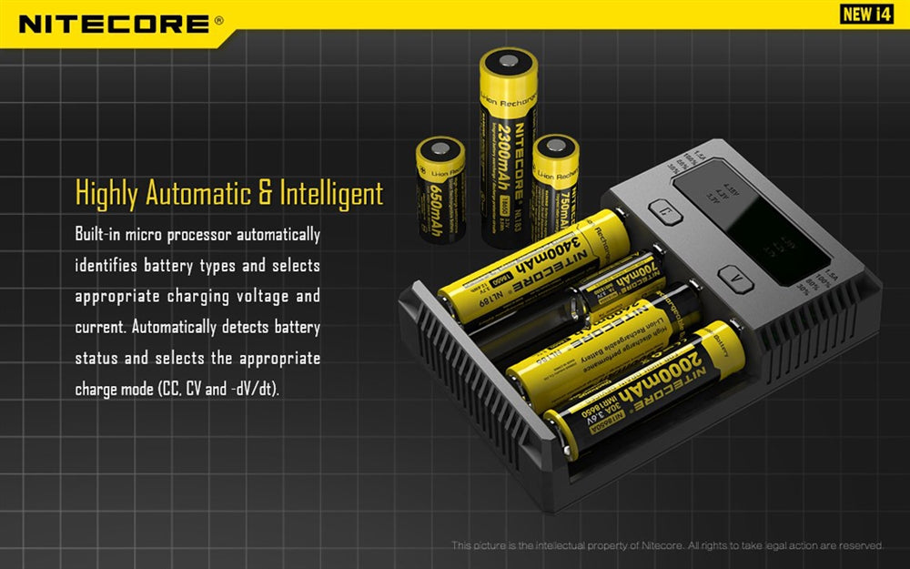 NiteCore I4 4 Channel Universal Charger, for 18650, 16340 etc