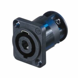 Neutrik NL4MP-ST 4 Pole Chassis Connector, Black D-Size Flange, Countersunk Thru Holes, Screw Termination