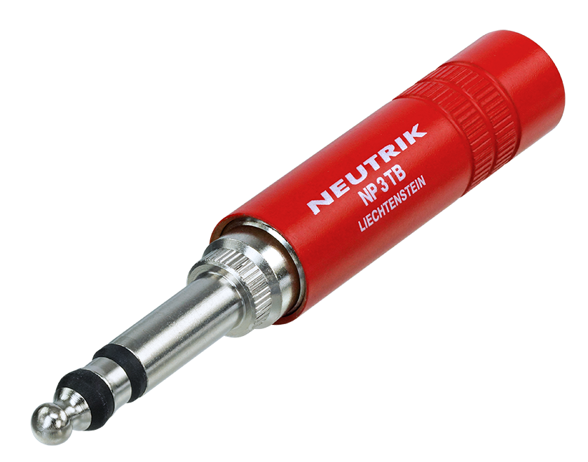 Neutrik NP3TB-R 1/4" 'B-Gauge' Plug (BPO 316), Red Metal Housing, Nickel Contacts