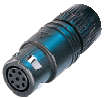 Neutrik OSC8F 8 Pole Female Cable Connector, Chuck Type Strain Relief, Solder Contacts, 180&deg; Coding, Black Housing