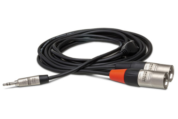 Hosa HMX-003Y Pro Stereo Breakout, REAN 3.5 mm TRS to Dual XLR3M, 3 ft