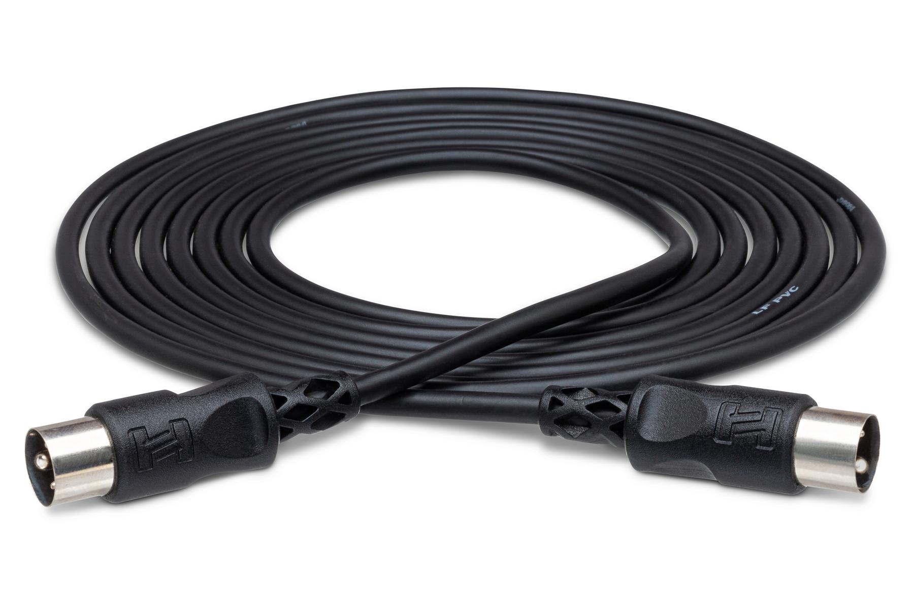 Hosa MID-315BK MIDI Cable, 5-pin DIN to Same, 15 ft