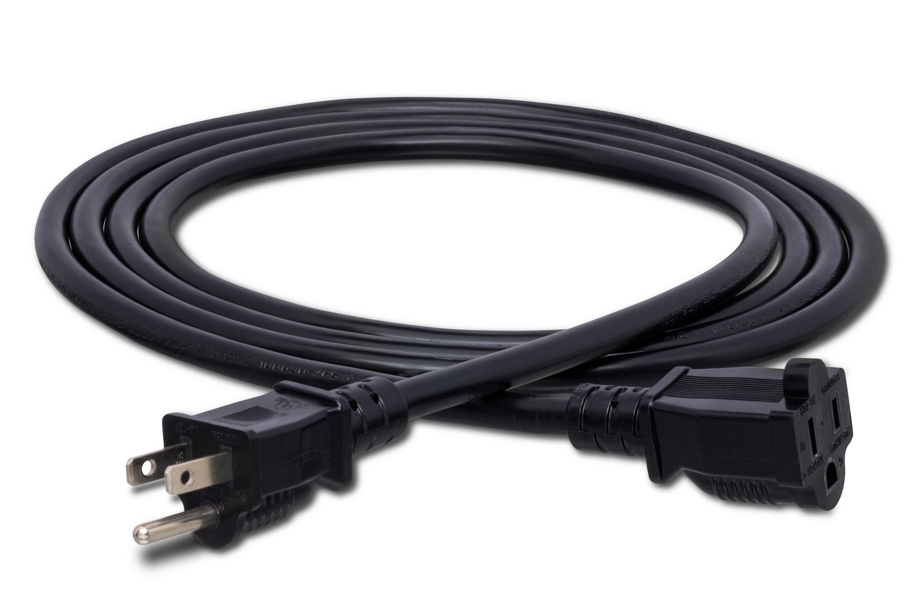 Hosa PWX-4xx Power Extension Cord, NEMA 5-15R to NEMA 5-15P