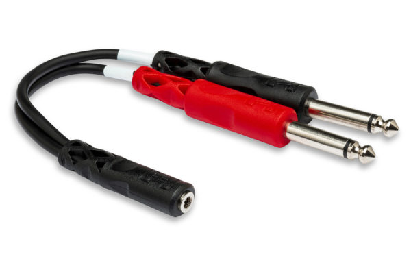 Hosa YMP-434 Stereo Breakout, 3.5 mm TRSF to Dual 1/4 in TS