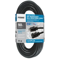 Prime EC532730 50ft 14/3 SJTOW Farm & Shop Oil Resistant Extension Cord