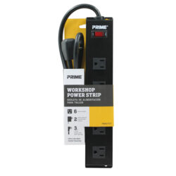 Prime PB801123 6-Outlet Metal Power Strip w/3ft Cord