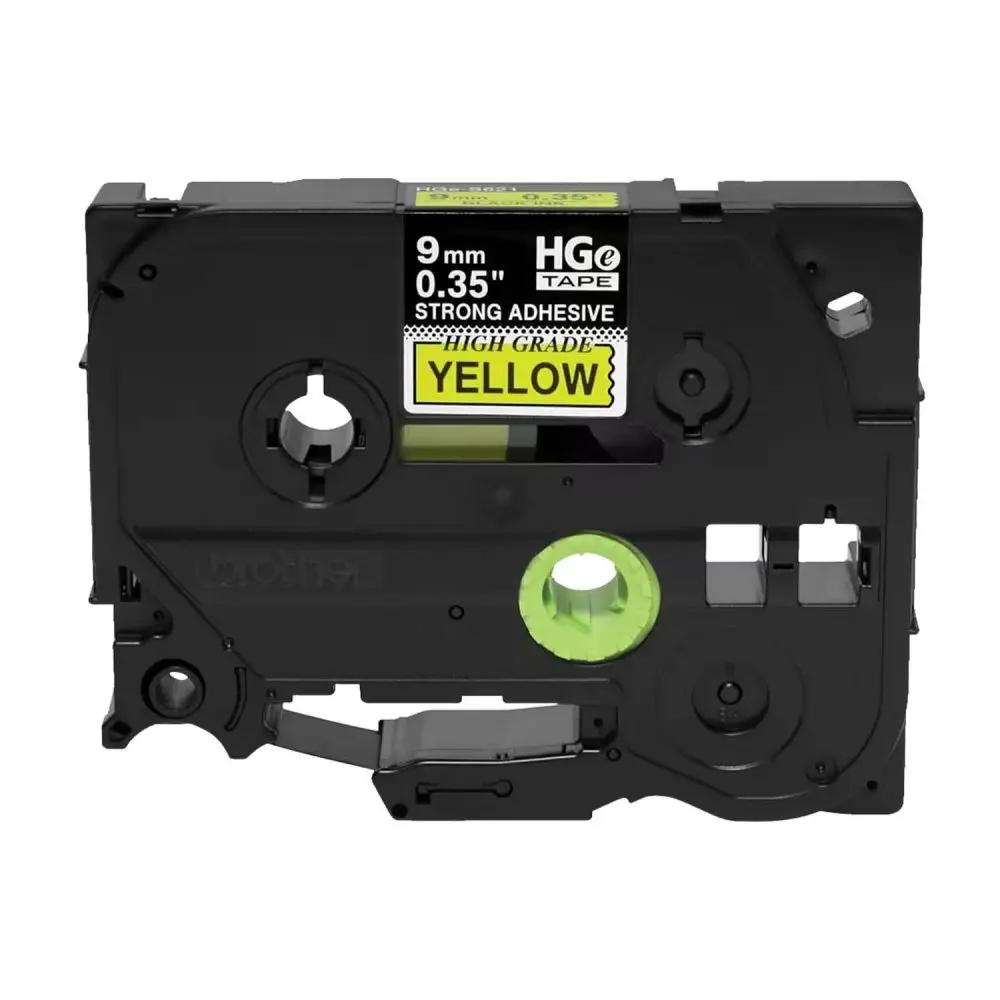 Brother HGeS6215PK BLACK on YELLOW HGe Tape-EX Strength 5PK .35''