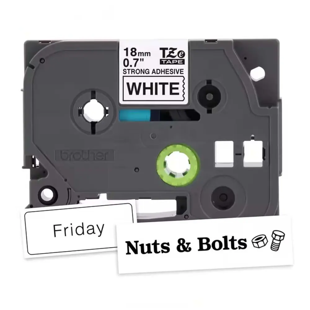 Brother TZeS241 P-Touch Tape, BLACK on WHITE, Extra Strong ¾''
