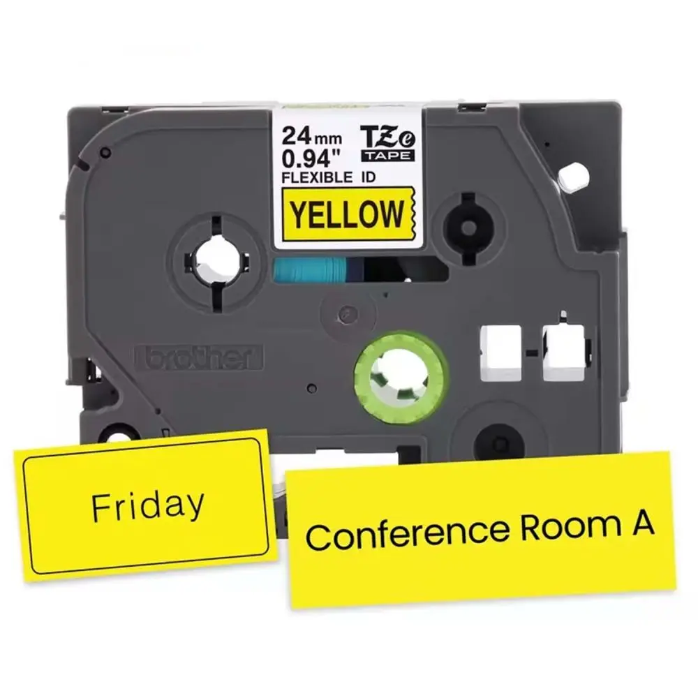 Brother TZeFX651 P-Touch Tape, BLACK on YELLOW Flex ID Tape, 1''