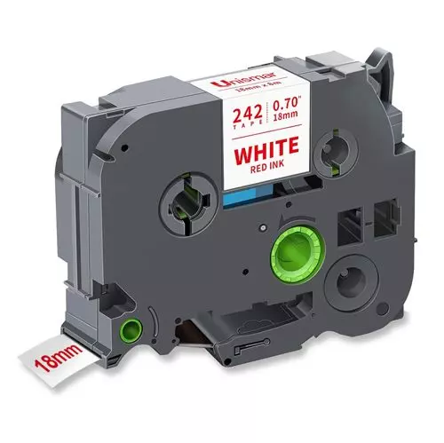 Brother TZe242G P-Touch Tape, RED on WHITE, Standard, ¾''