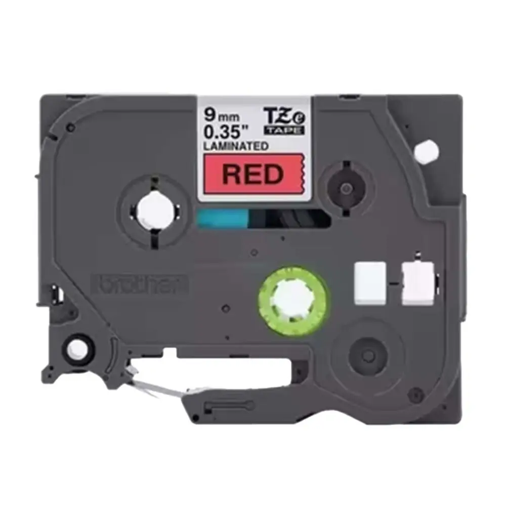 Brother TZe421G P-Touch Tape, BLACK on RED, Standard, 3/8''